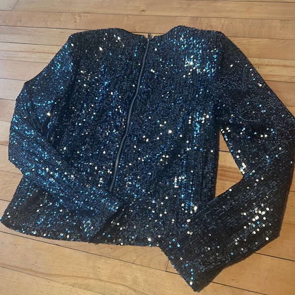 XS Steve Madden glitzy sequinned long sleeve shirt - Picture 3 of 4